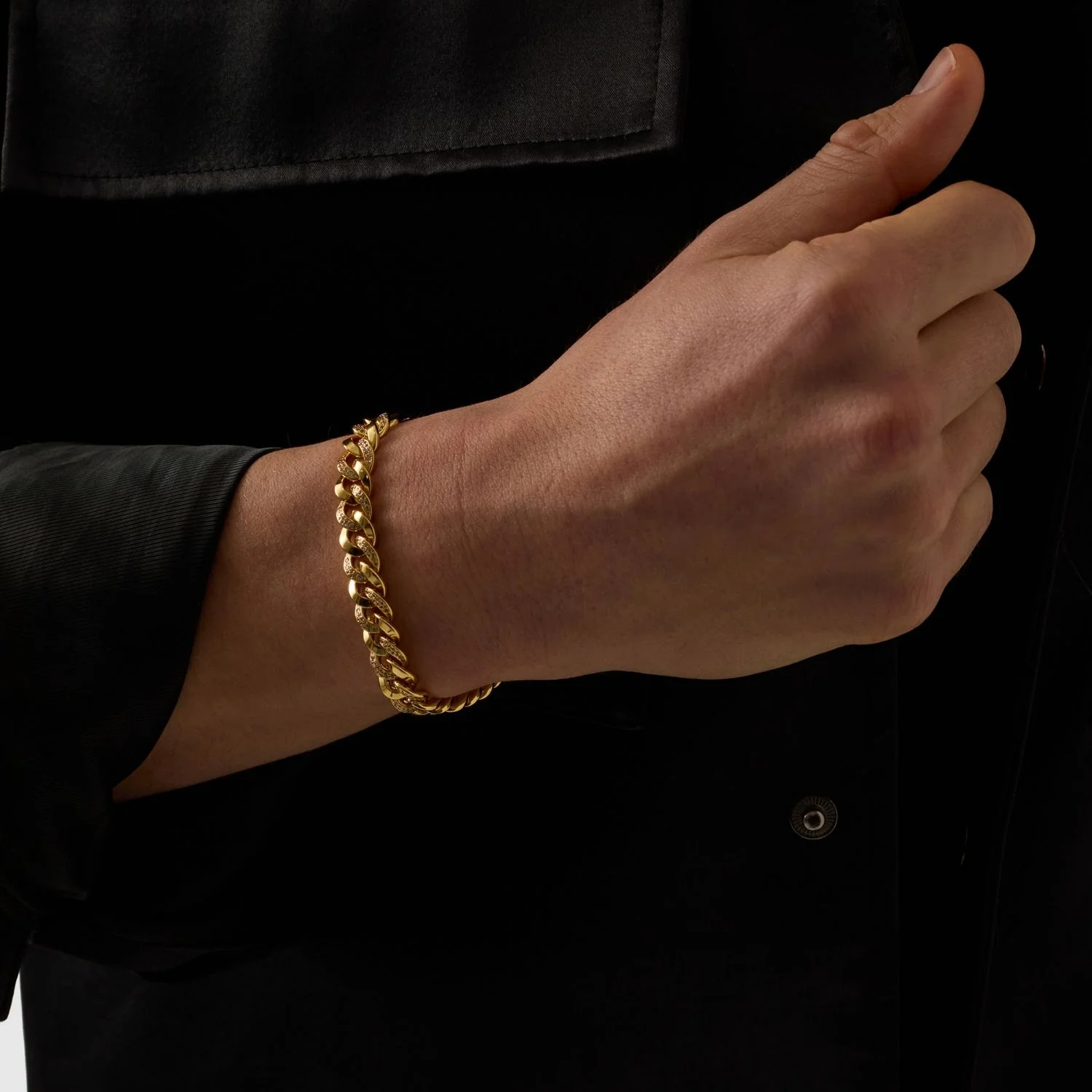 Half Iced Cuban Bracelet (Gold) 8mm - Image 7