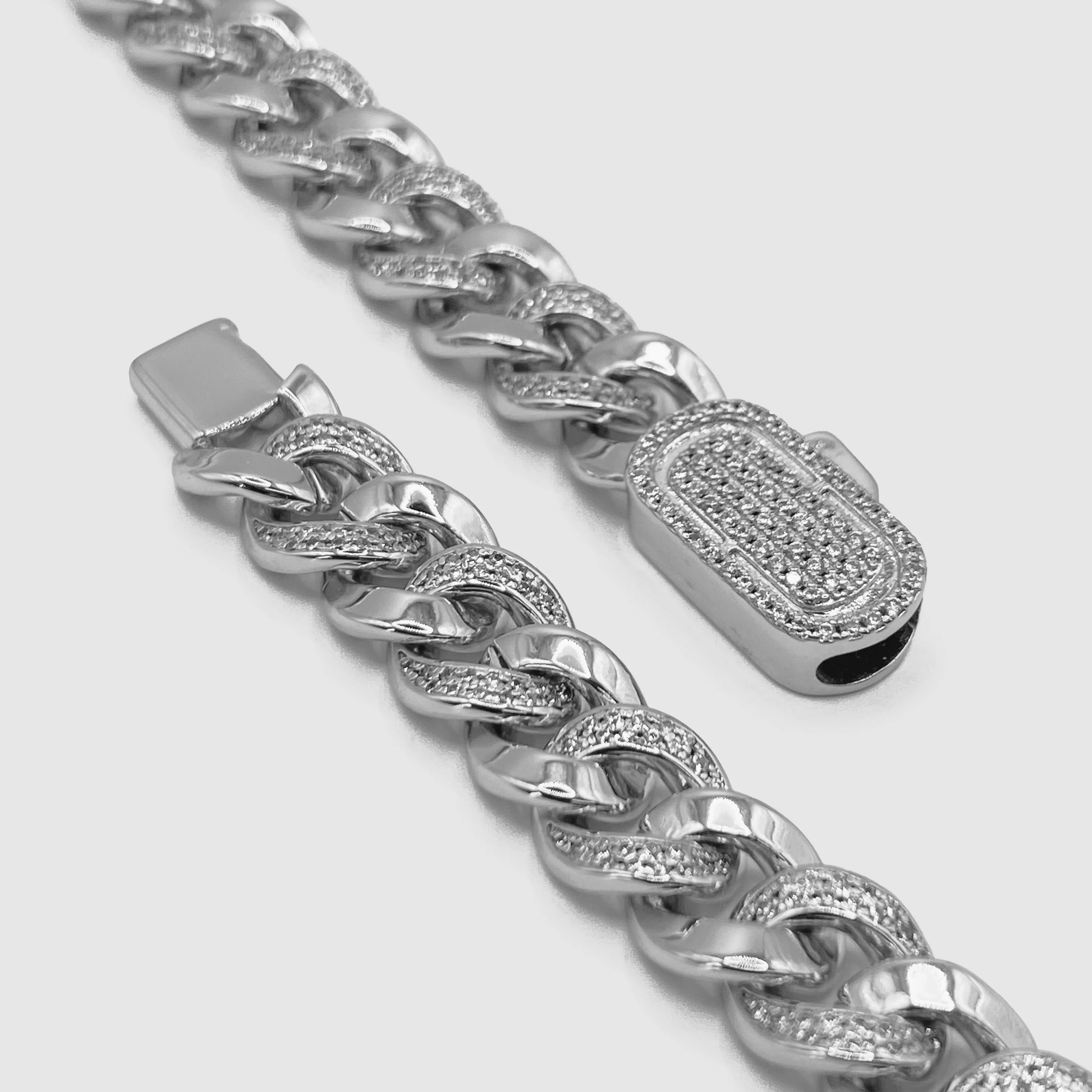 Half Iced Cuban Bracelet (Silver) 8mm - Image 4