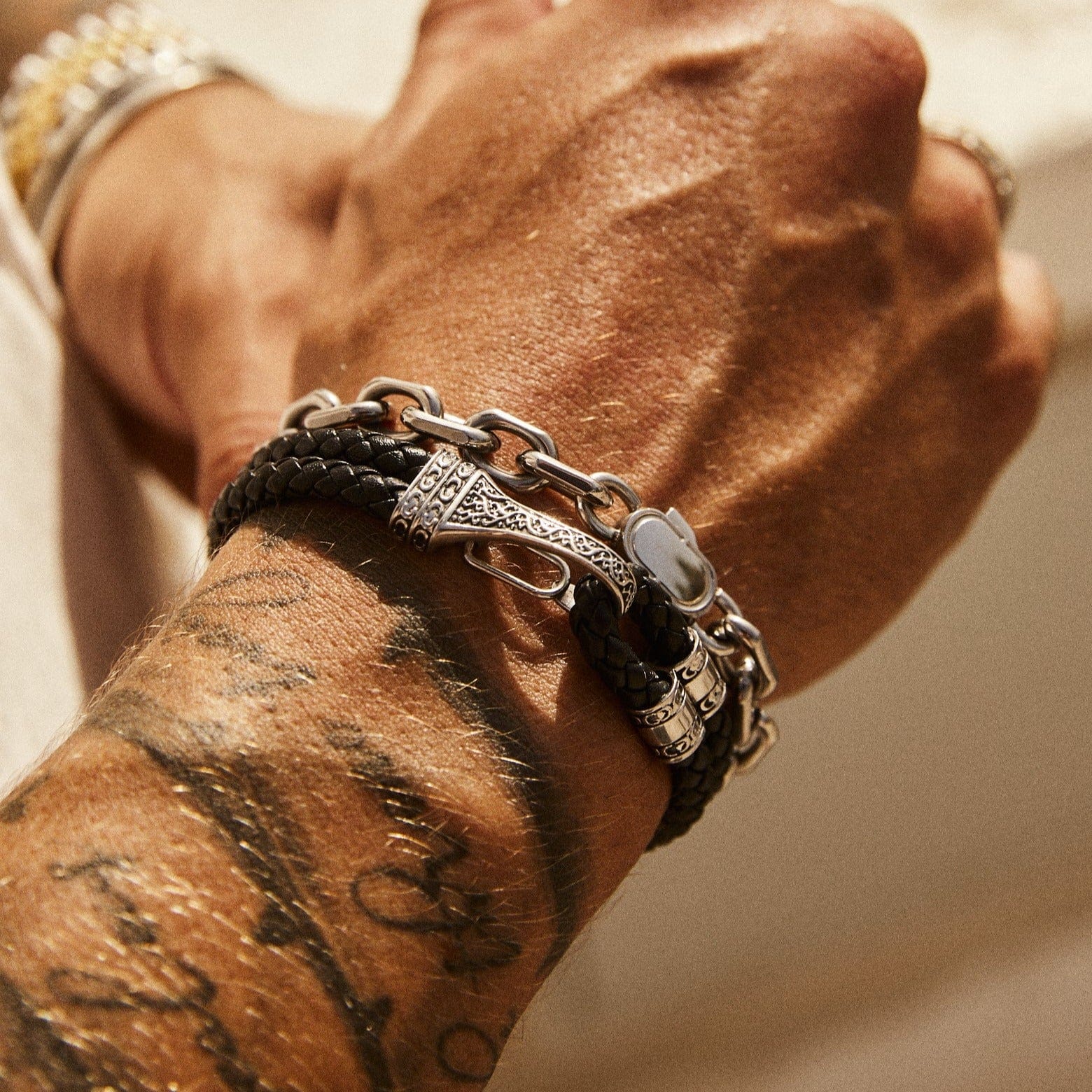 Leather Rope Bracelet (Silver) - Image 3