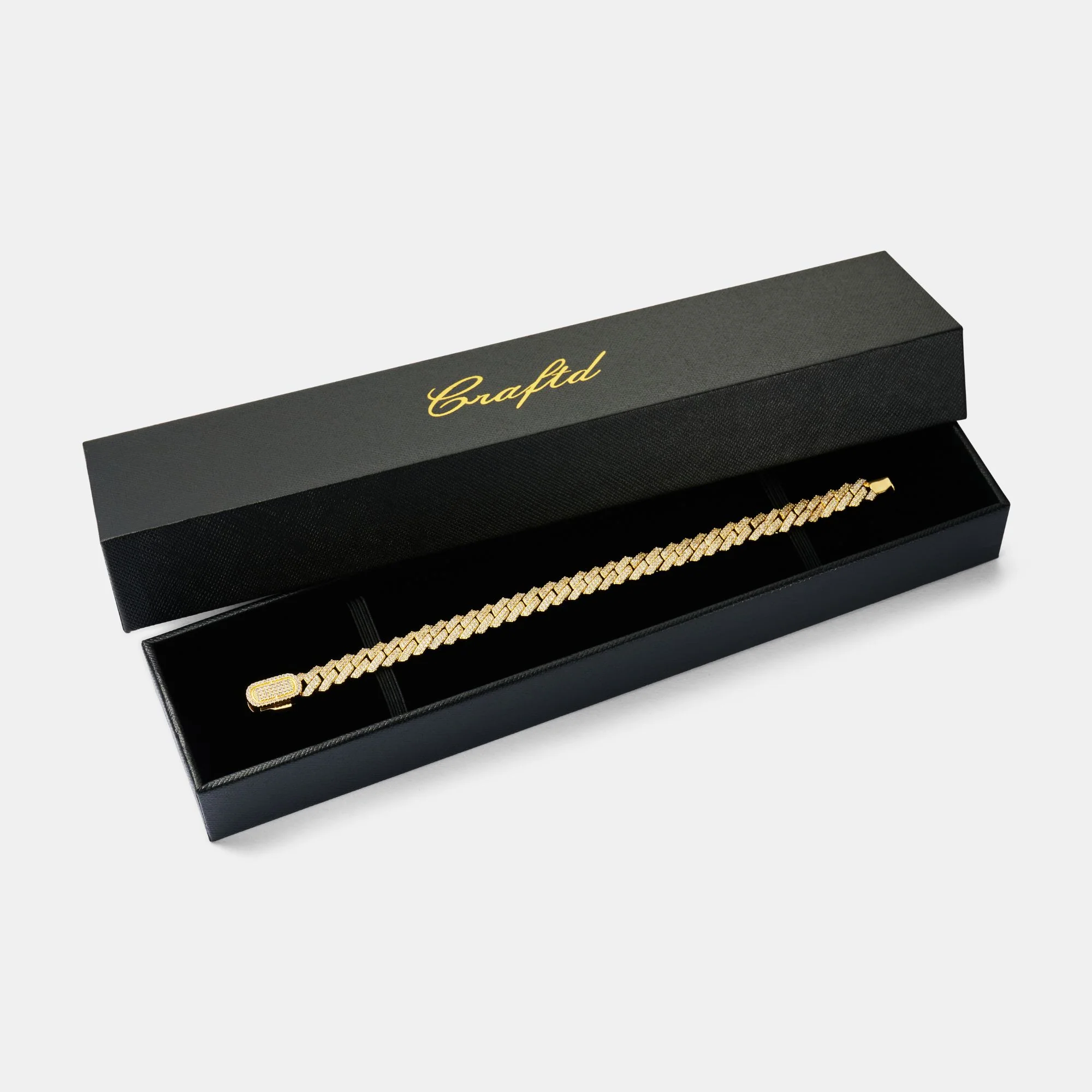 Prong Link Iced Cuban Bracelet (Gold) 8mm - Image 4